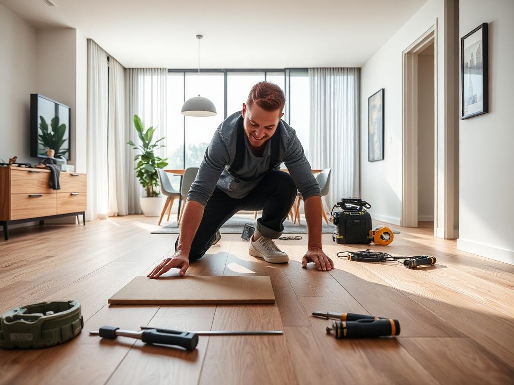 Engineered Wood Flooring Installation in progress by Echelon Installers — professional installation crew at work