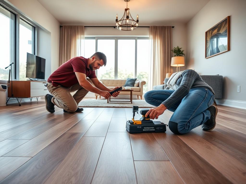 Laminate Flooring Installation in progress by Echelon Installers — professional installation crew at work