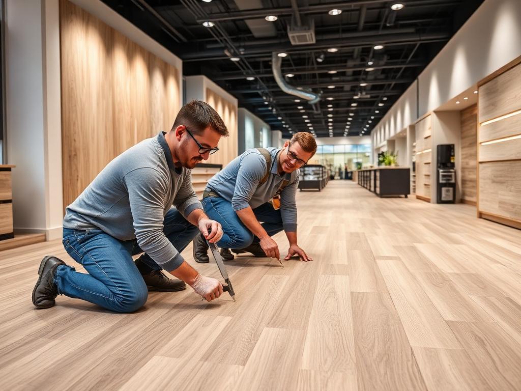LVT Flooring Installation in progress by Echelon Installers — professional installation crew at work