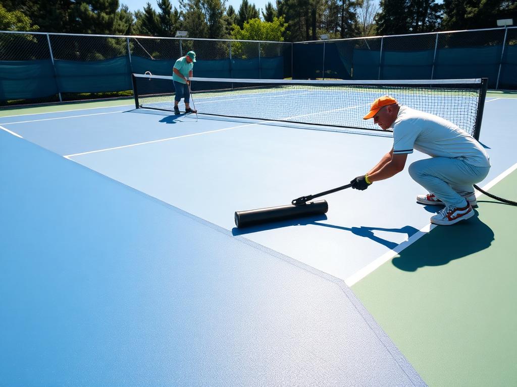 Outdoor Sports Flooring Installation in progress by Echelon Installers — professional installation crew at work