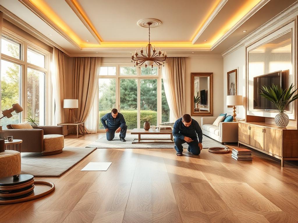 Residential Flooring Installation in progress by Echelon Installers — professional installation crew at work