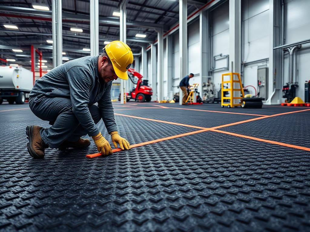 Rubber Flooring Installation in progress by Echelon Installers — professional installation crew at work