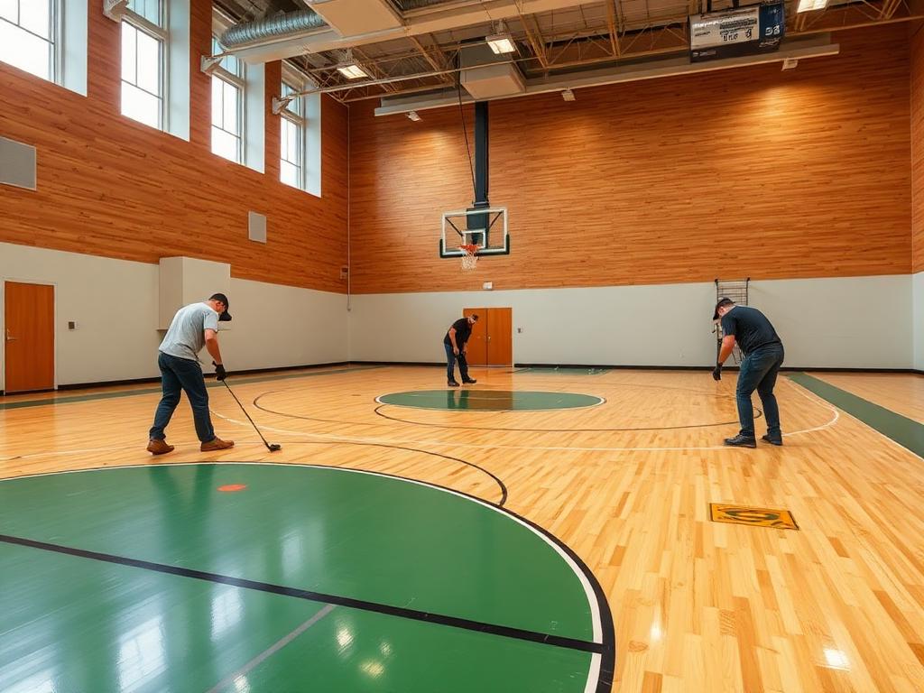 Sports Flooring Installation in progress by Echelon Installers — professional installation crew at work