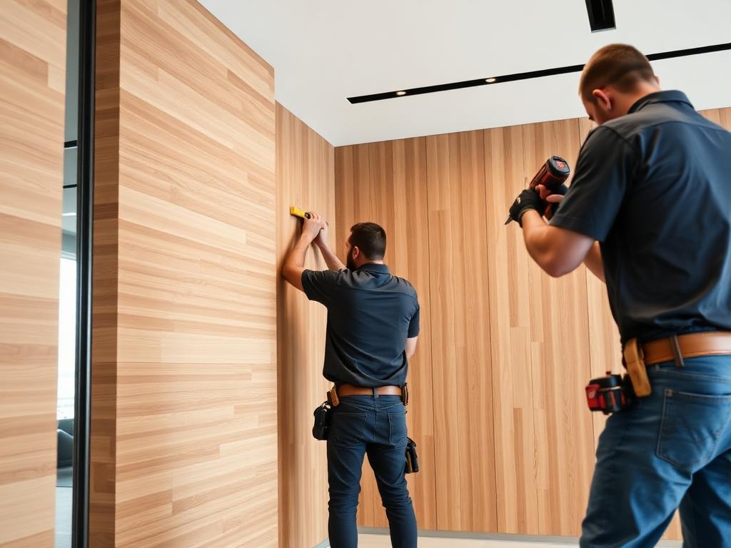 Wall Panel Installation in progress by Echelon Installers — professional installation crew at work